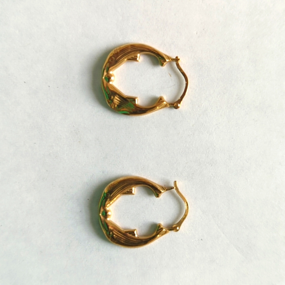 Gold plated dolphin small hoop earrings